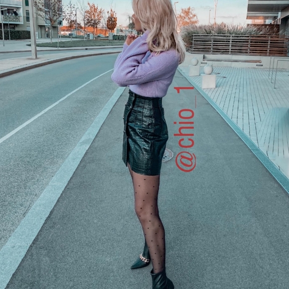 ZARA FAUX LEATHER MINI SKIRT HIGH-WAISTED - Picture 6 of 16